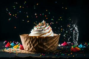 un image de une petit gâteau avec arrose. généré par ai photo