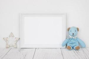 cadre blanc avec ours et étoile photo