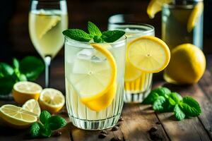 limonade avec menthe feuilles et citrons. généré par ai photo