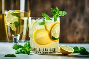 limonade avec menthe feuilles et citrons. généré par ai photo