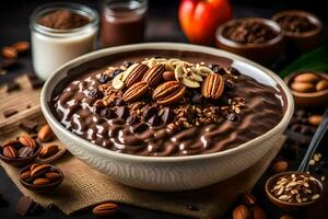 Chocolat L'avoine dans une bol. généré par ai photo