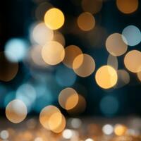 flou bokeh, brillant lumières, éclairage sur une foncé Contexte - ai généré image photo