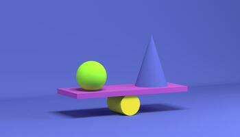 cône et Balle sur isométrique Balance. 3d rendre photo