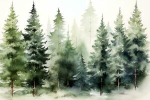 hiver pittoresque aquarelle paysage. ai art photo