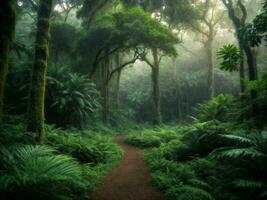 tropical dense forêt Contexte ai généré photo