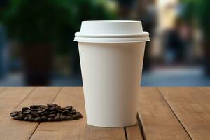 tasse de fraîchement brassée noir café dans élégant plaine éco-tasses. américain, Expresso, latté, cappuccino est adapté pour café magasins et comme une maquette pour logos. photo