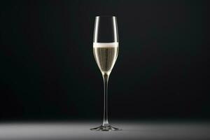 Champagne verre modèle maquette, alcoolique boisson sur noir Contexte. adapté pour de fête dessins et du vin listes, restaurant menus. photo