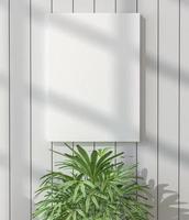 cadre photo blanc sur le mur avec de petites plantes