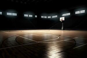 basketball stade à l'intérieur voir. neural réseau ai généré photo