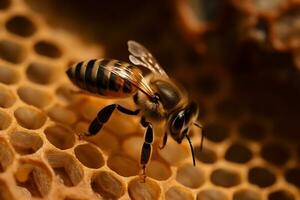 abeille et nids d'abeilles. neural réseau ai généré photo