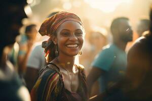 gens participant dans culturel échange programmes, partage traditions, et embrassement le valeurs de tolérance et diversité. génératif ai photo