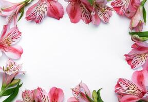 magnifique alstroemeria fleurs sur blanc Contexte photo