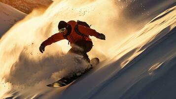 ai génératif hiver extrême des sports cool coup de snowboard dans mouvement photo