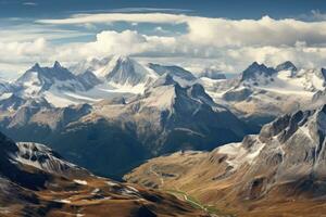 magnifique alpin panoramique vue de le Suisse Alpes, panoramique vue de le dolomites. Italie, L'Europe , ai généré photo