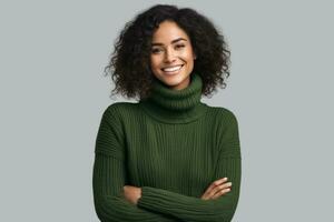 image de femme d'affaires dans Couleur robe. ai génératif photo