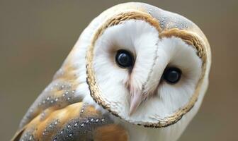 tyto Alba diriger, une commun Grange hibou. proche en haut. génératif ai photo