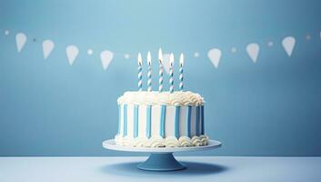 content anniversaire gâteau pour faire la fête. ai généré photo