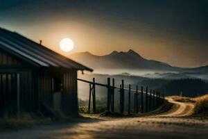 photo fond d'écran le ciel, montagnes, brouillard, route, le soleil, route, le montagnes,. généré par ai