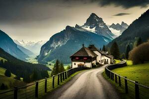 le route à le Alpes. généré par ai photo