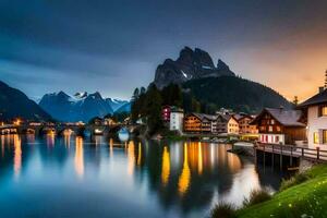 le magnifique ville de Alpbach, Suisse. généré par ai photo