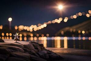 une étoile sur le plage à nuit. généré par ai photo