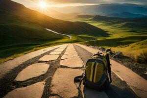 le route à le montagnes. généré par ai photo