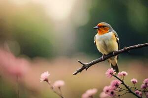 photo fond d'écran le oiseau, fleurs, printemps, nature, oiseau, oiseau, oiseau, oiseau,. généré par ai