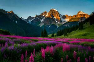 le fleurs de le alpin prairie. généré par ai photo