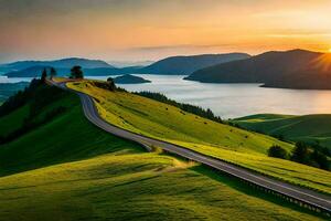 le route à le Soleil. généré par ai photo