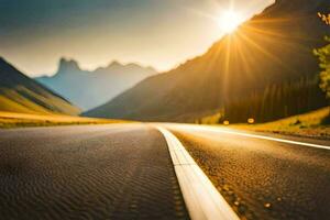 une route avec le Soleil brillant plus de il. généré par ai photo