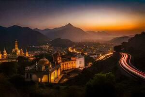 le ville de Guatemala à le coucher du soleil. généré par ai photo