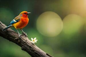 photo fond d'écran oiseau, le soleil, le arbre, le oiseau, le fleur, le oiseau,. généré par ai