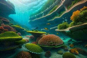 le sous-marin monde de le océan. généré par ai photo