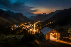 le village de la personne à nuit. généré par ai photo