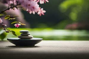 le Zen jardin. généré par ai photo