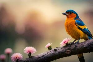 photo fond d'écran le ciel, oiseau, fleurs, nature, oiseau, oiseau, oiseau, oiseau,. généré par ai