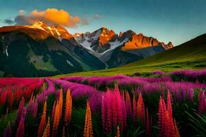 le fleurs de le montagnes. généré par ai photo