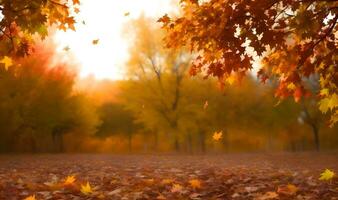 magnifique l'automne paysage avec. coloré feuillage dans le parc. chute feuilles Naturel Contexte ai généré photo