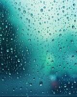 pluie gouttelettes sur une verre la fenêtre. pluvieux saison. ai généré photo