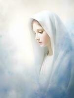 portrait de notre Dame de la grâce, vierge Marie dans ciel photo