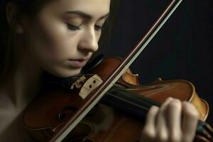 femme en jouant violon musique. produire ai photo