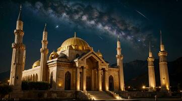 magnifique or mosquée Contexte fond d'écran ai génératif photo