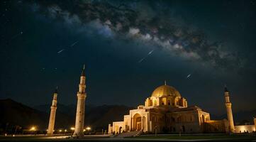 magnifique or mosquée Contexte fond d'écran ai génératif photo