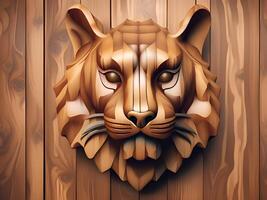 Lion tête sur en bois Contexte photo