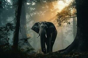 l'éléphant dans le forêt. généré par artificiel intelligence photo