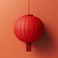 ai généré rouge chinois lampe de poche sur une lumière Contexte. photo