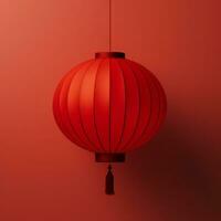ai généré rouge chinois lampe de poche sur une lumière Contexte. photo
