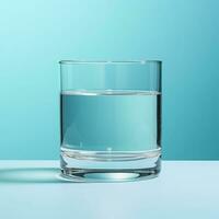 ai généré une verre de nettoyer en buvant l'eau sur une lumière bleu Contexte photo
