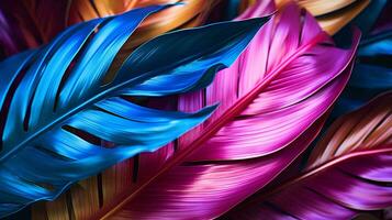 coloré et brillant tropical feuilles, ai génératif photo