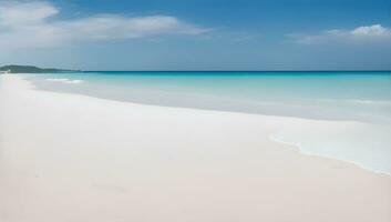 le mer est magnifique le l'eau est donc clair vous pouvez voir, avec blanc le sable plage. ai génératif photo